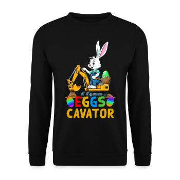 Funny Easter Saying Easter Bunny Excavator Driver - Unisex Sweatshirt - black - Front - Alina (178cm) & Michal (187cm)
