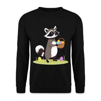 Funny Raccoon Costume Cute Easter Eggs - Unisex Sweatshirt - black - Front - Alina (178cm) & Michal (187cm)