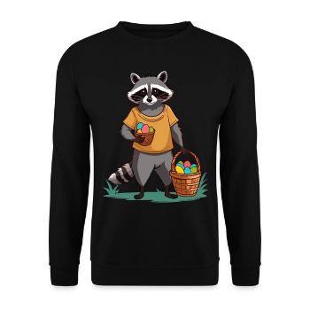 Lustiges Waschbären Kostüm Niedliches Ostereier - Unisex Pullover - Schwarz - Vorne - Alina (178cm) & Michal (187cm)