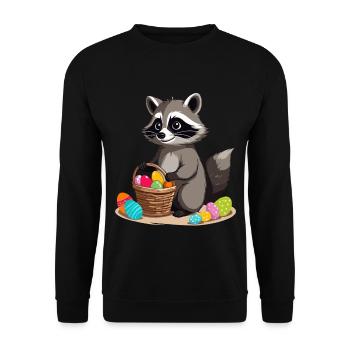 Lustiges Waschbären Kostüm Niedliches Ostereier - Unisex Pullover - Schwarz - Vorne - Alina (178cm) & Michal (187cm)