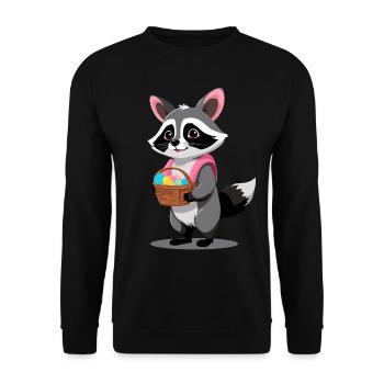 Funny Raccoon Costume Cute Easter Eggs - Unisex Sweatshirt - black - Front - Alina (178cm) & Michal (187cm)