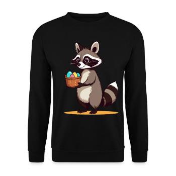 Costume de raton laveur drôle avec conception d’œufs de Pâques - Sweat-shirt Unisexe - noir - Devant - Alina (178cm) & Michal (187cm)