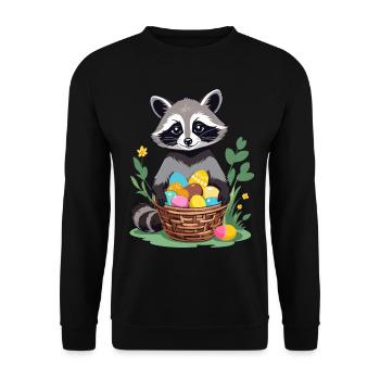 Funny Raccoon Costume Cute Easter Eggs - Unisex Sweatshirt - black - Front - Alina (178cm) & Michal (187cm)