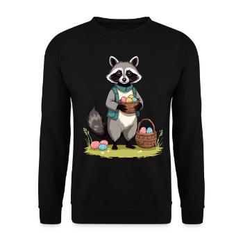 Oeufs de Pâques drôles mignons de costume de raton laveur - Sweat-shirt Unisexe - noir - Devant - Alina (178cm) & Michal (187cm)