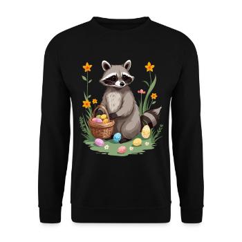 Funny Raccoon Costume Cute Easter Eggs - Unisex Sweatshirt - black - Front - Alina (178cm) & Michal (187cm)