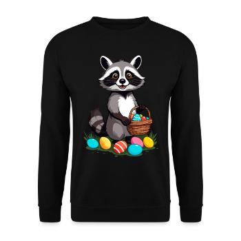 Funny Raccoon Costume Cute Easter Eggs - Unisex Sweatshirt - black - Front - Alina (178cm) & Michal (187cm)