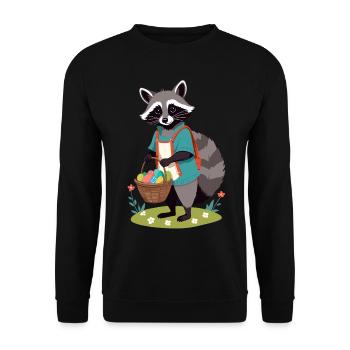 Funny Raccoon Costume Cute Easter Eggs - Unisex Sweatshirt - black - Front - Alina (178cm) & Michal (187cm)