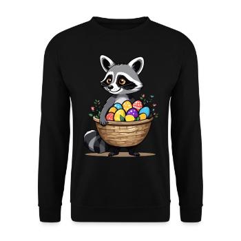 Funny Raccoon Costume Cute Easter Eggs - Unisex Sweatshirt - black - Front - Alina (178cm) & Michal (187cm)