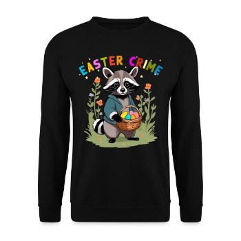 Funny Raccoon Easter Bunnies & Easter Eggs Design - Unisex Sweatshirt - black - Front - Alina (178cm) & Michal (187cm)