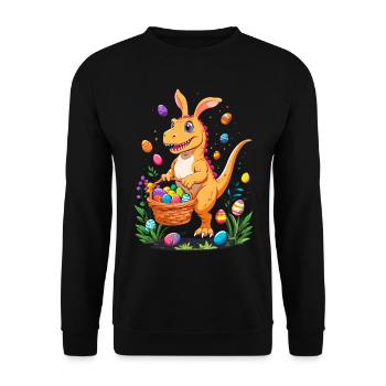 Iconic Easter Dinosaur Dinosaur Easter Bunny - Unisex Sweatshirt - black - Front - Alina (178cm) & Michal (187cm)