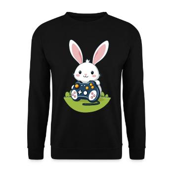 Lapin de Pâques Gamer et Design de streetwear de jeu - Sweat-shirt Unisexe - noir - Devant - Alina (178cm) & Michal (187cm)