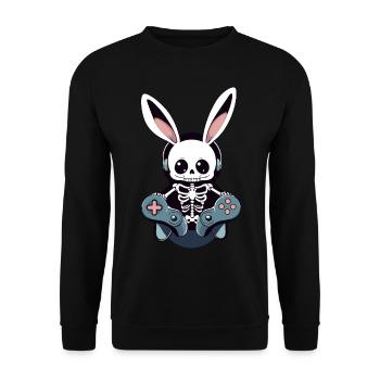 Easter Bunny Gamer Gaming Streetwear Iconic - Unisex Sweatshirt - black - Front - Alina (178cm) & Michal (187cm)