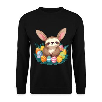 Funny Sloth Easter Bunny Iconic Easter - Unisex Sweatshirt - black - Front - Alina (178cm) & Michal (187cm)