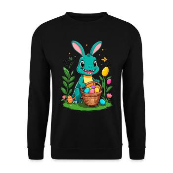 Iconic Easter Dinosaur Dinosaur Easter Bunny - Unisex Sweatshirt - black - Front - Alina (178cm) & Michal (187cm)
