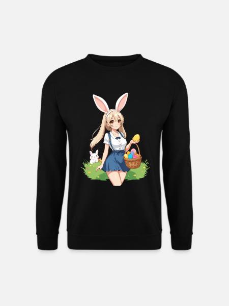 Anime Easter Kawaii Easter Bunny Manga Girl Otaku - Unisex Sweatshirt - black