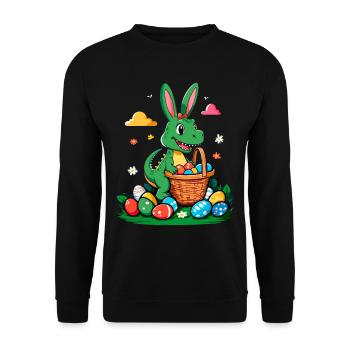 Iconic Easter Dinosaur T-Rex Bunny Funny Easter - Unisex Sweatshirt - black - Front - Alina (178cm) & Michal (187cm)