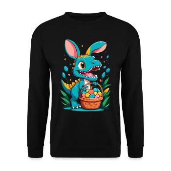 Iconic Easter Dinosaur Dinosaur Easter Bunny - Unisex Sweatshirt - black - Front - Alina (178cm) & Michal (187cm)