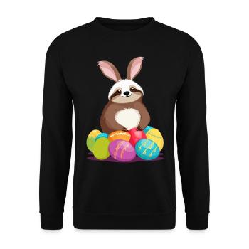 Funny Sloth Easter Bunny Iconic Easter - Unisex Sweatshirt - black - Front - Alina (178cm) & Michal (187cm)