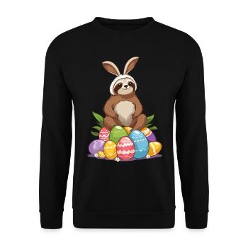 Funny Sloth Easter Bunny Iconic Easter - Unisex Sweatshirt - black - Front - Alina (178cm) & Michal (187cm)