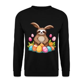 Drôle de paresseux lapin de Pâques emblématique Pâques - Sweat-shirt Unisexe - noir - Devant - Alina (178cm) & Michal (187cm)