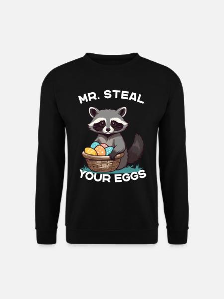 Lustiges Waschbären Eier Dieb Ostern Spruch - Unisex Pullover - Schwarz