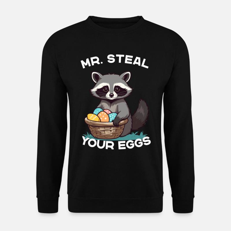 Lustiges Waschbären Eier Dieb Ostern Spruch - Unisex Pullover - Schwarz