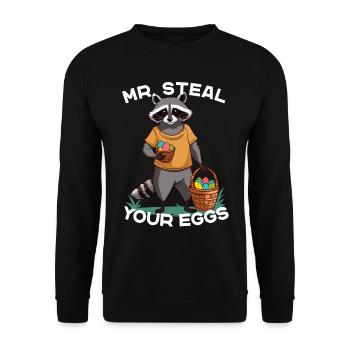 Drôle de raton laveur oeufs voleur mignon design - Sweat-shirt Unisexe - noir - Devant - Alina (178cm) & Michal (187cm)