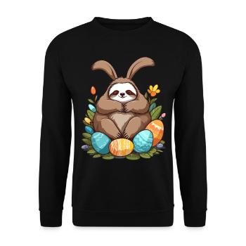 Lustiges Faultier Osterhase Süßes Osterfaultier - Unisex Pullover - Schwarz - Vorne - Alina (178cm) & Michal (187cm)