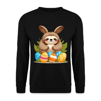 Funny Sloth Easter Bunny Iconic Easter - Unisex Sweatshirt - black - Front - Alina (178cm) & Michal (187cm)