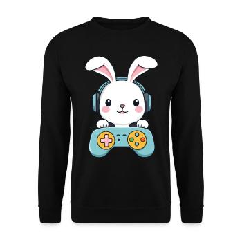 Easter Bunny Gamer Iconic Easter Gaming - Unisex Sweatshirt - black - Front - Alina (178cm) & Michal (187cm)