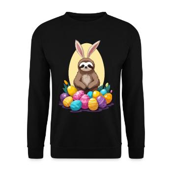 Funny Sloth Easter Bunny Iconic Easter - Unisex Sweatshirt - black - Front - Alina (178cm) & Michal (187cm)