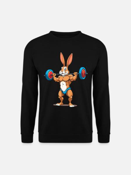 Osterhase Body Building Tier Lustiger Workout - Unisex Pullover - Schwarz