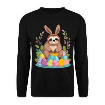 Funny Sloth Easter Bunny Iconic Easter - Unisex Sweatshirt - black - Front - Alina (178cm) & Michal (187cm)