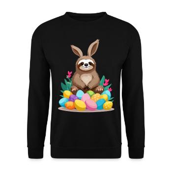 Lustiges Faultier Osterhase Süßes Ikonisches - Unisex Pullover - Schwarz - Vorne - Alina (178cm) & Michal (187cm)