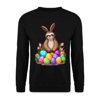 Lustiges Faultier Osterhase Süßes Osterdesign - Unisex Pullover - Schwarz - Vorne - Alina (178cm) & Michal (187cm)