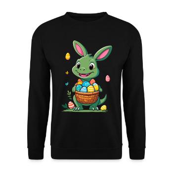 Iconic Easter Dinosaur Dinosaur Easter Bunny - Unisex Sweatshirt - black - Front - Alina (178cm) & Michal (187cm)