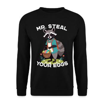 Drôle raton laveur oeufs de Pâques voleur Design - Sweat-shirt Unisexe - noir - Devant - Alina (178cm) & Michal (187cm)