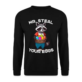 Eier Dieb Waschbär Osterhasen Lustiges Design - Unisex Pullover - Schwarz - Vorne - Alina (178cm) & Michal (187cm)