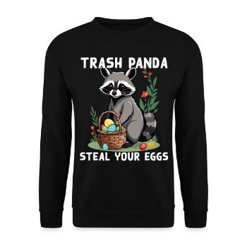 Funny Raccoon Saying Easter Bunny Design - Unisex Sweatshirt - black - Front - Alina (178cm) & Michal (187cm)