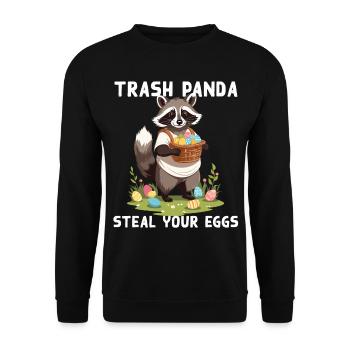 Lustiger Waschbär Spruch Niedliches Osterdesign - Unisex Pullover - Schwarz - Vorne - Alina (178cm) & Michal (187cm)