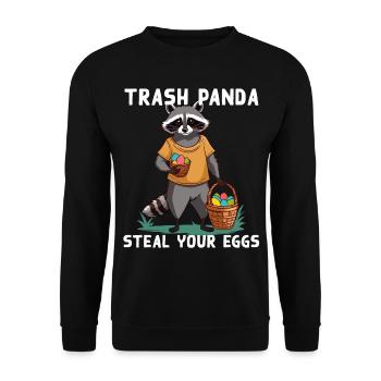 Lustiger Waschbär Spruch Niedliches Osterdesign - Unisex Pullover - Schwarz - Vorne - Alina (178cm) & Michal (187cm)