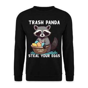 Funny raccoon Easter bunny Easter saying - Unisex Sweatshirt - black - Front - Alina (178cm) & Michal (187cm)