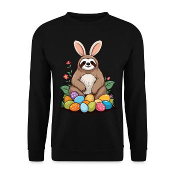 Funny Sloth Easter Bunny Iconic Easter - Unisex Sweatshirt - black - Front - Alina (178cm) & Michal (187cm)