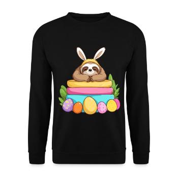 Drôle de paresseux lapin de Pâques emblématique Pâques - Sweat-shirt Unisexe - noir - Devant - Alina (178cm) & Michal (187cm)