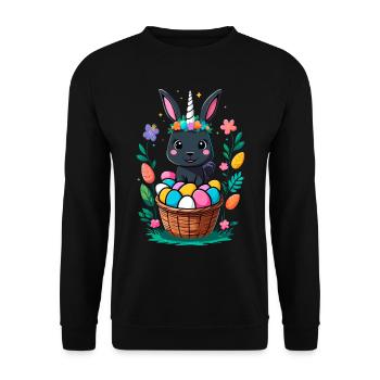 Funny Unicorn Easter Bunny Cute Easter Unicorn - Unisex Sweatshirt - black - Front - Alina (178cm) & Michal (187cm)