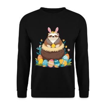 Lustiges Faultier Osterhase Süßes Osterfaultier - Unisex Pullover - Schwarz - Vorne - Alina (178cm) & Michal (187cm)