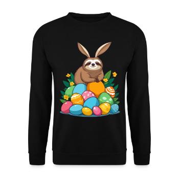 Funny Sloth Easter Bunny Iconic Easter - Unisex Sweatshirt - black - Front - Alina (178cm) & Michal (187cm)