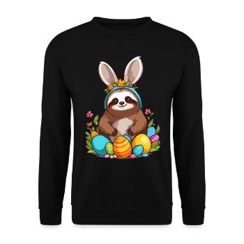 Funny Sloth Easter Bunny Iconic Easter - Unisex Sweatshirt - black - Front - Alina (178cm) & Michal (187cm)