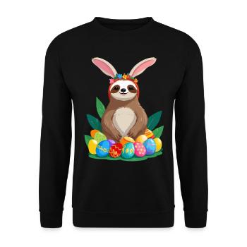 Drôle de paresseux lapin de Pâques emblématique Pâques - Sweat-shirt Unisexe - noir - Devant - Alina (178cm) & Michal (187cm)