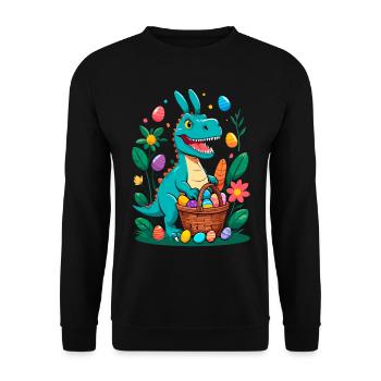 Iconic Easter Dinosaur Dinosaur Easter Bunny - Unisex Sweatshirt - black - Front - Alina (178cm) & Michal (187cm)